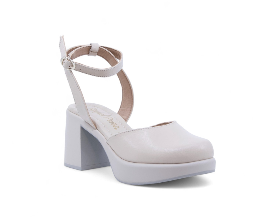 raquel perez Zapato Tacón Pirineos 04 Beige Mujer Grandes ahorros