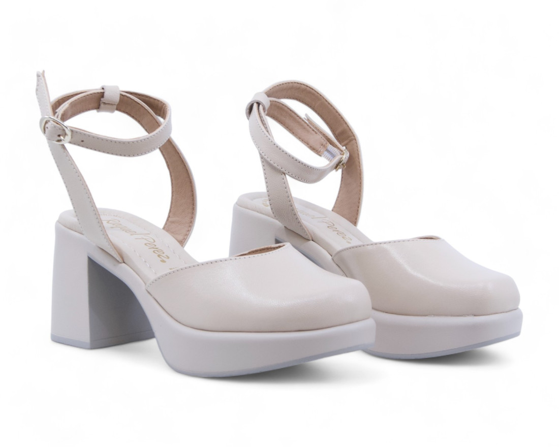 raquel perez Zapato Tacón Pirineos 04 Beige Mujer Grandes ahorros