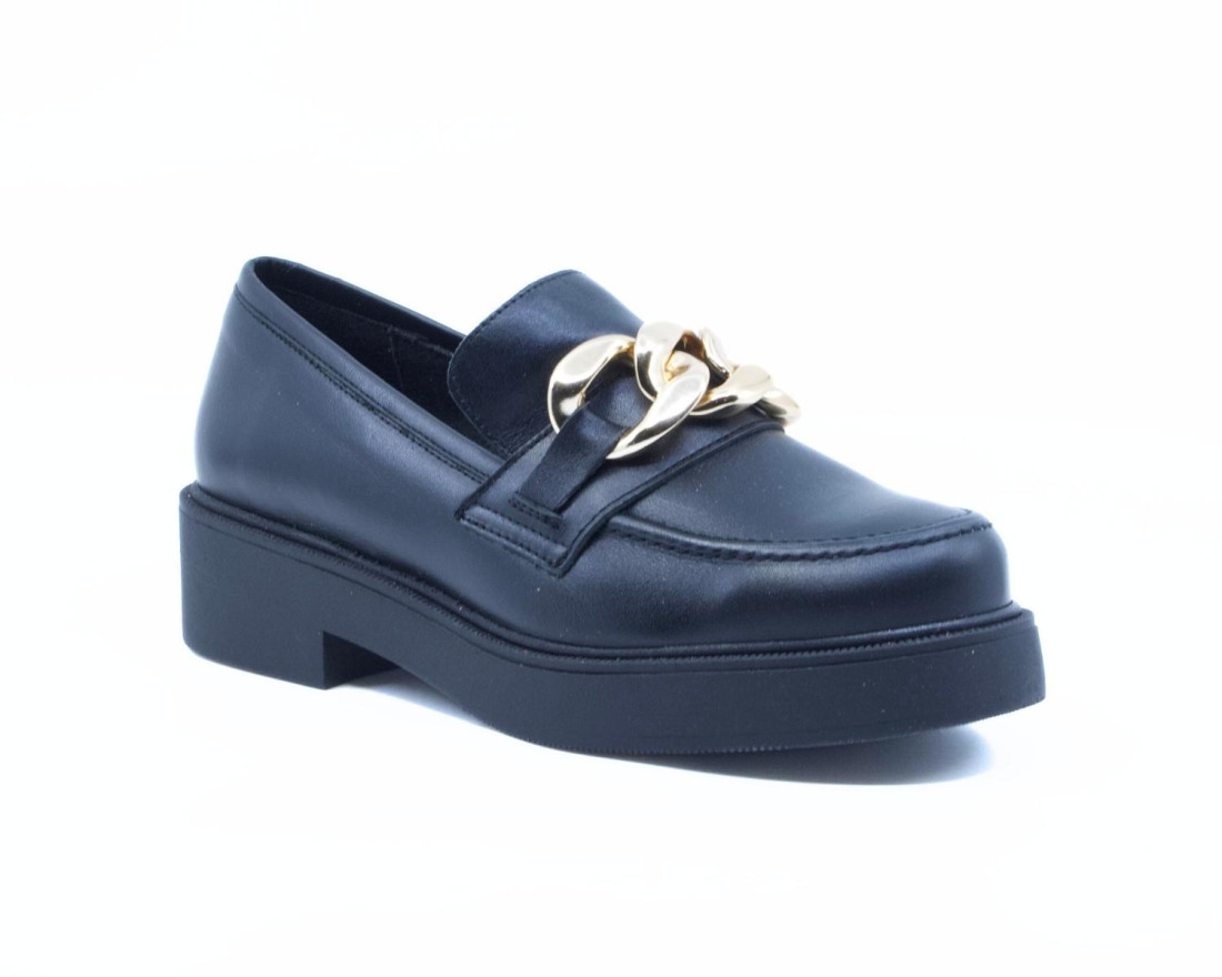 raquel perez Mocasín Giralda 23 Negro Dorado Mujer Rebajas de fin de temporada
