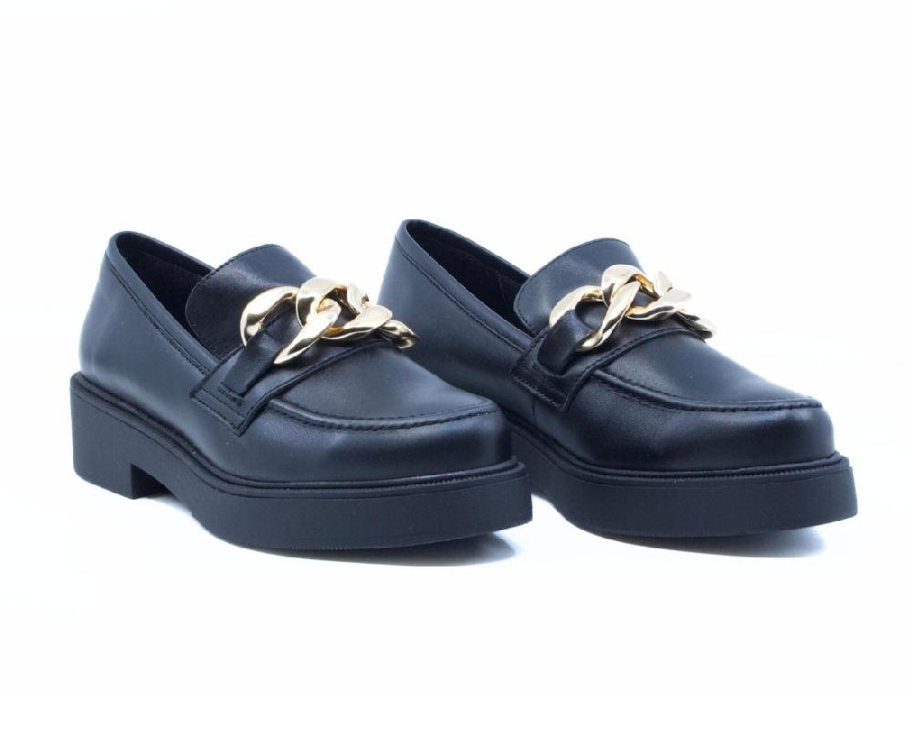raquel perez Mocasín Giralda 23 Negro Dorado Mujer Rebajas de fin de temporada