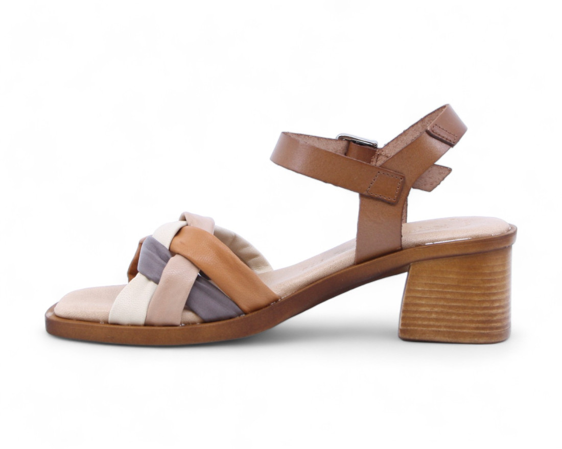 raquel perez Sandalia Tacón Reagan 08 Cuero Taupe Beige Mujer Oferta especial
