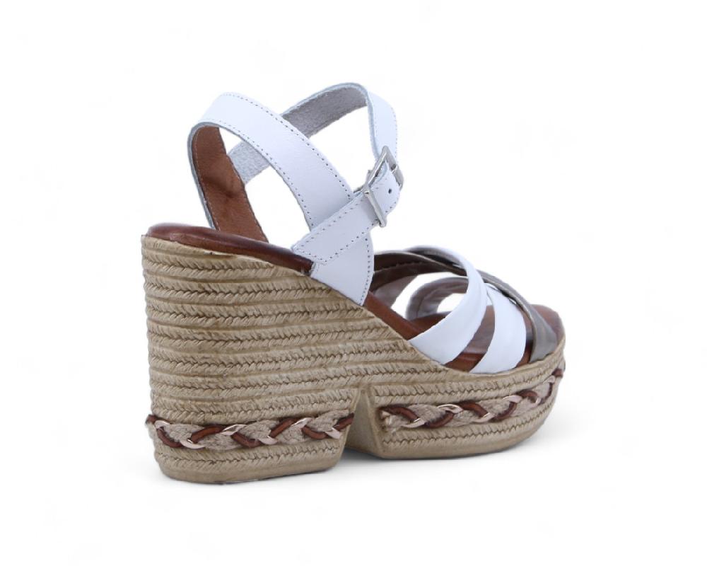 raquel perez Sandalia Cuña Minarete Blanco Arena Metal Mujer COMPRAR AHORA