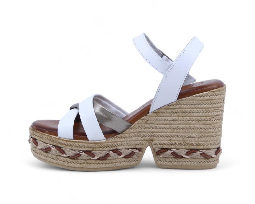 raquel perez Sandalia Cuña Minarete Blanco Arena Metal Mujer COMPRAR AHORA