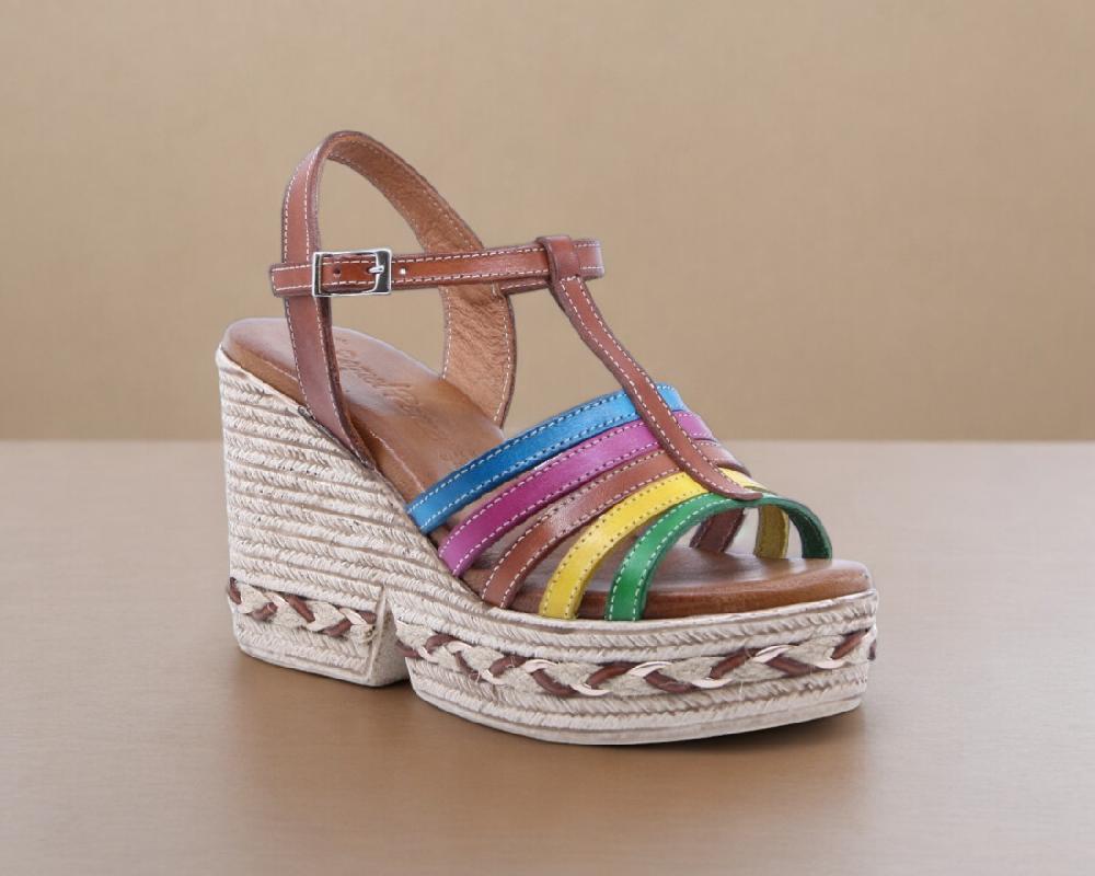 raquel perez Sandalia Cuña Mizuno 02 Cuero Multicolor Mujer Limitado a 3 días
