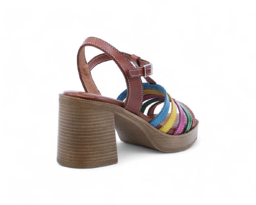 raquel perez Sandalia Tacón Tavina 02 Cuero Multicolor Mujer Descuento por venta flash