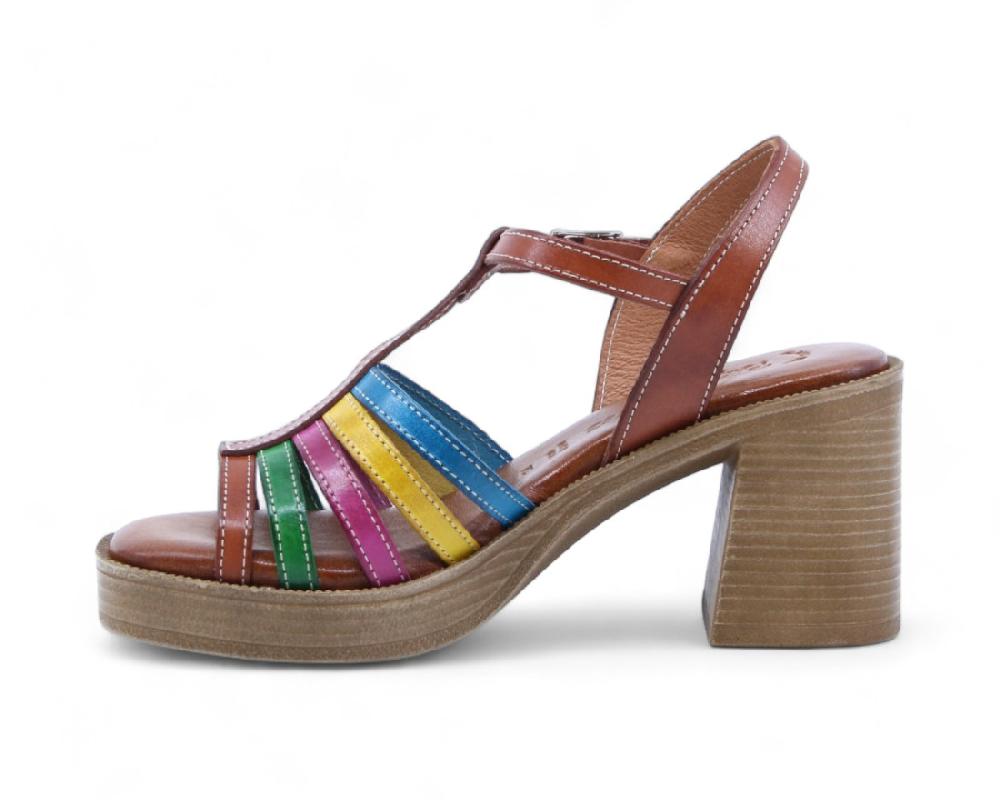 raquel perez Sandalia Tacón Tavina 02 Cuero Multicolor Mujer Descuento por venta flash