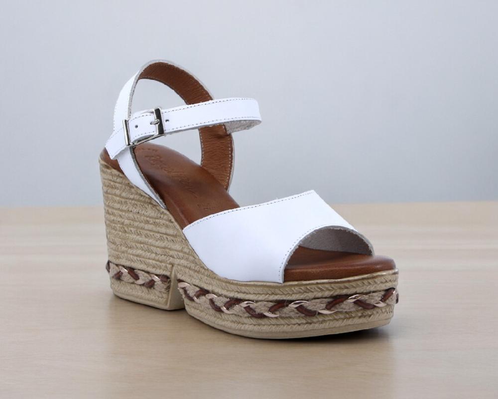 raquel perez Sandalia Cuña Miriam 02 Blanco Mujer Rebajas de fin de temporada
