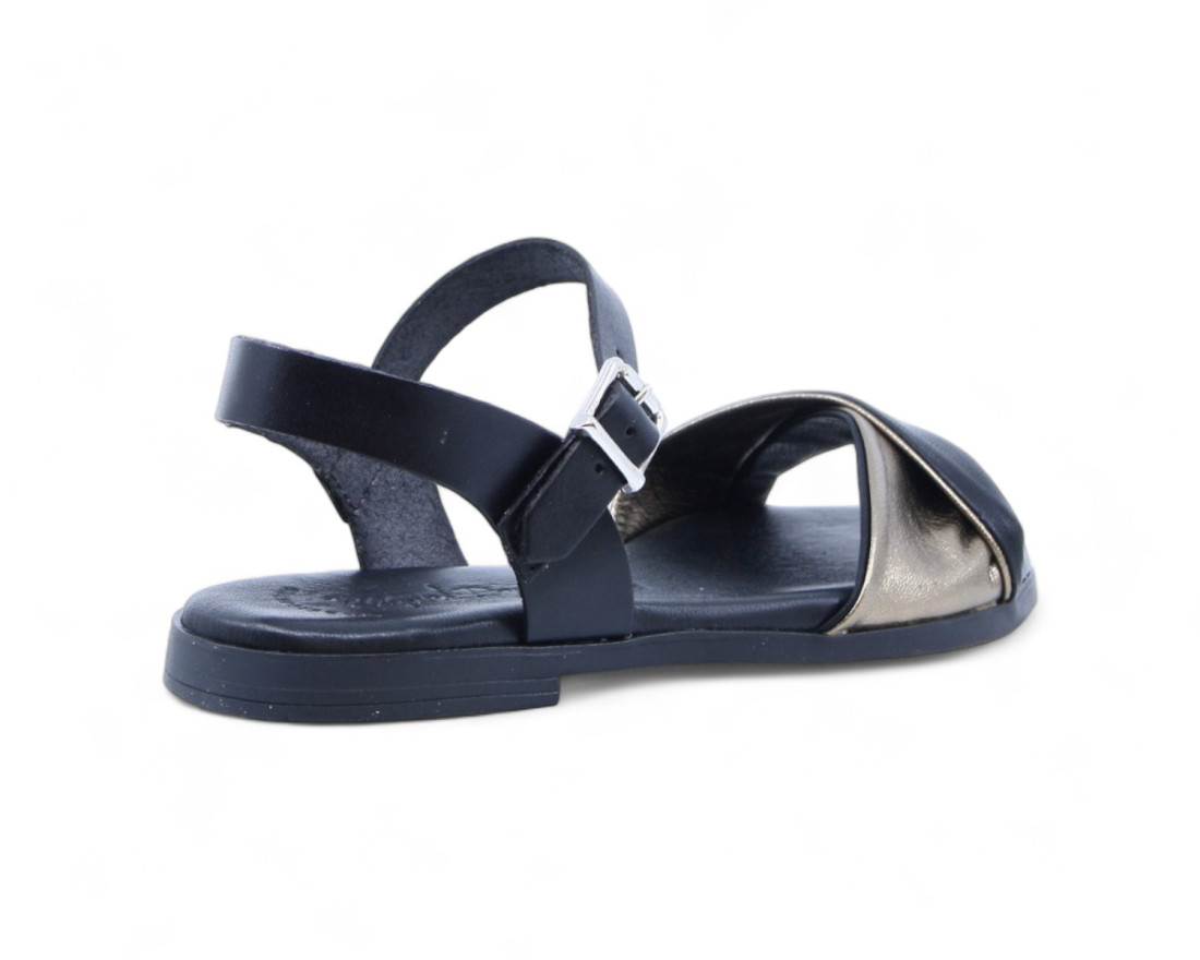 raquel perez Sandalia Plana Adriana 08 Negro Oro Mujer Outlet