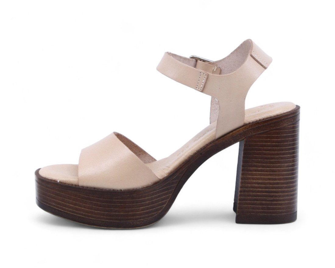 raquel perez Sandalia Tacón Valencia 08 Beige Mujer Outlet online