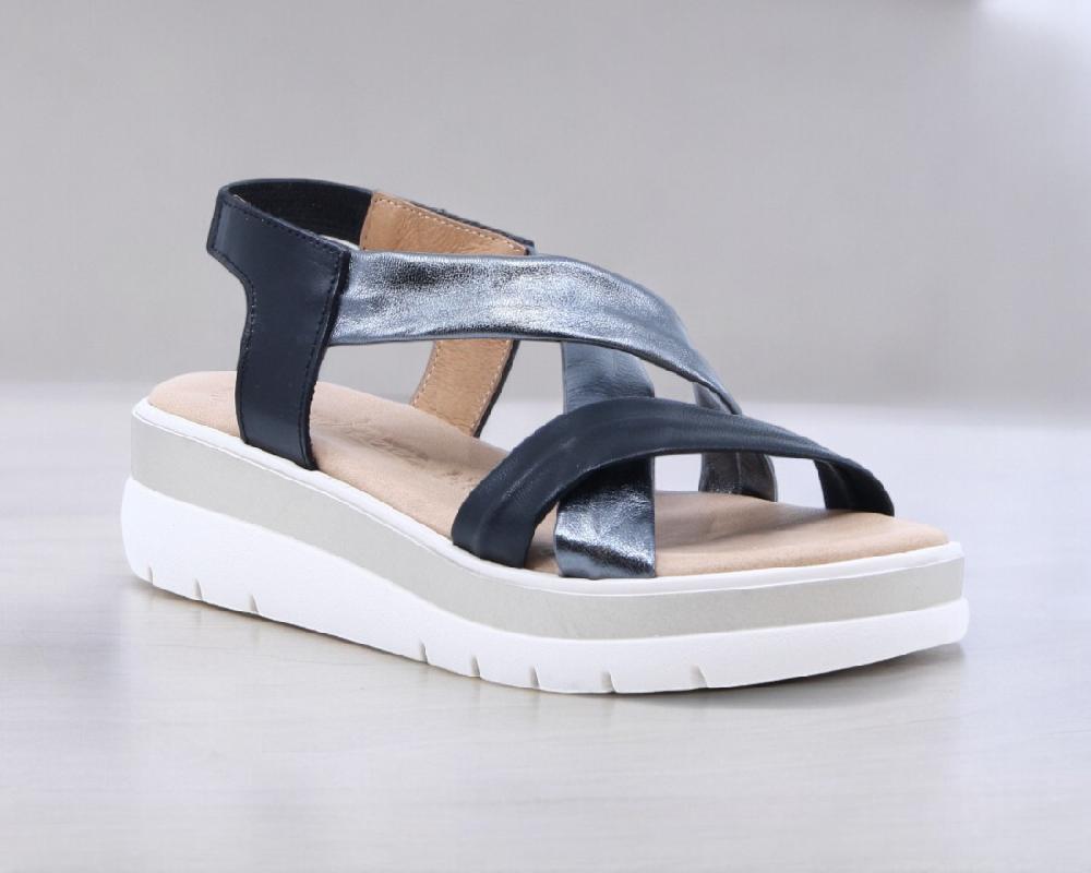 raquel perez Sandalia Cristal Plus Platino Negro Metal Mujer Ofertas