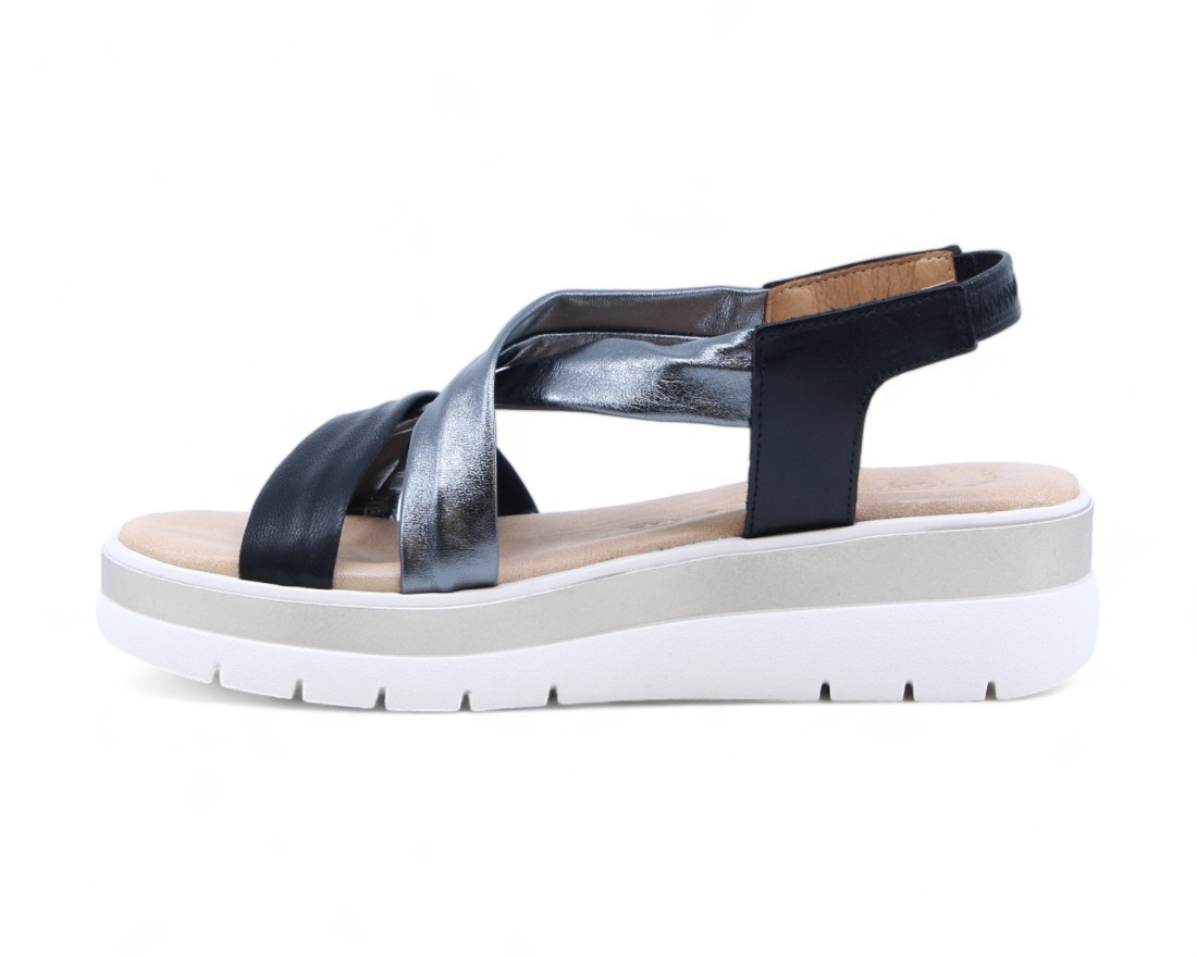 raquel perez Sandalia Cristal Plus Platino Negro Metal Mujer Ofertas