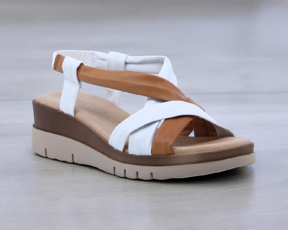 raquel perez Sandalia Cuña Finisterre Plus Blanco Cuero Mujer Gran oferta