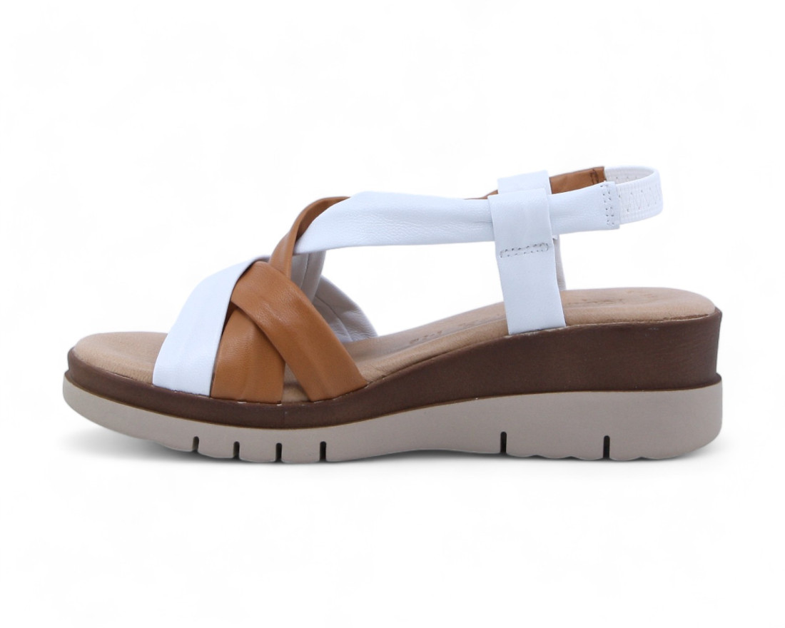raquel perez Sandalia Cuña Finisterre Plus Blanco Cuero Mujer Gran oferta