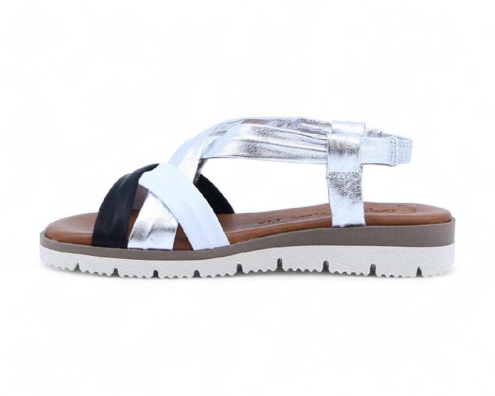 raquel perez Sandalia Finisterre Plata Blanco Negro Mujer Rebajas top