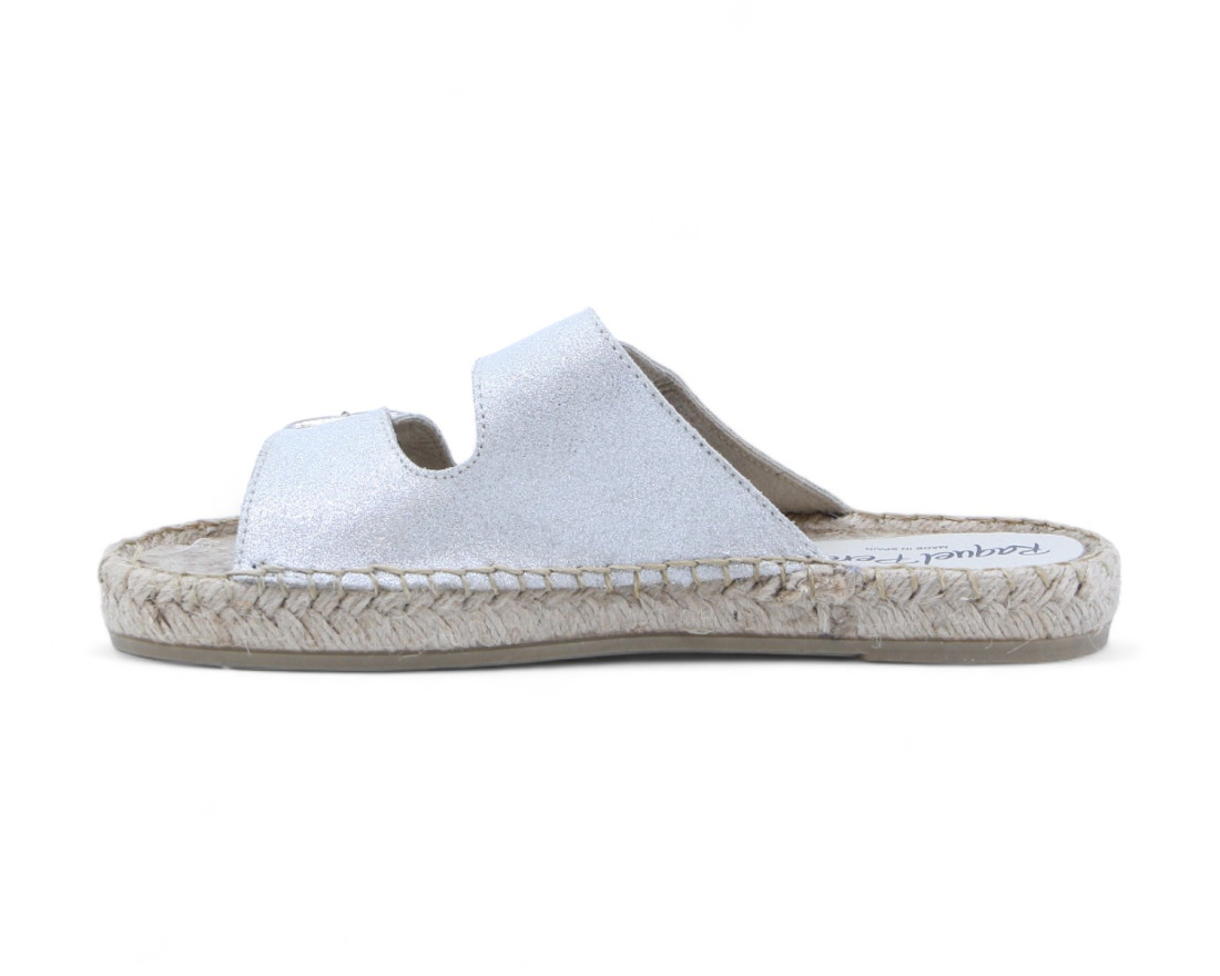 raquel perez Sandalia Plana Esparto Anillo Glitter Plata Mujer Ofertas especiales