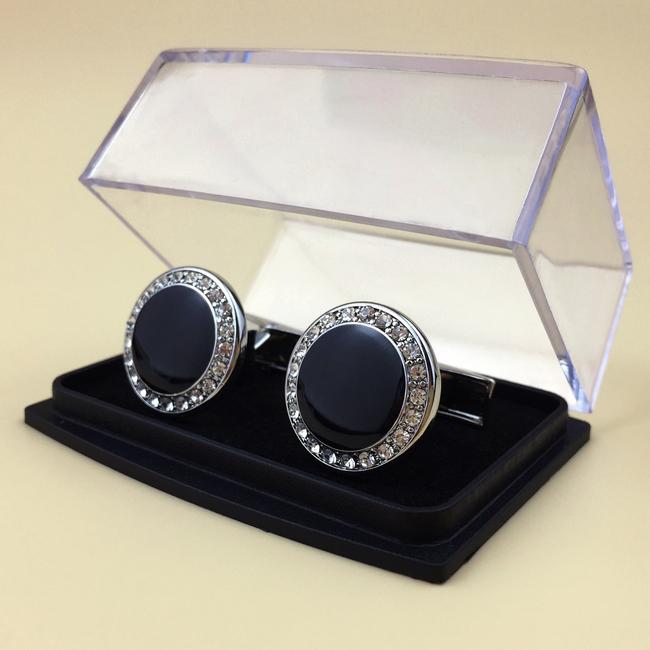 shlax & wing Circular Elegant Style Cuff Link for Men Cufflinks Blue Silver Shiny 63 Último día