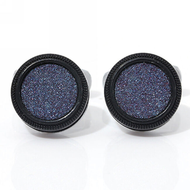 shlax & wing Circular Elegant Style Cuff Link for Men Cufflinks Blue Silver Shiny Fashion 98 Precio de fábrica