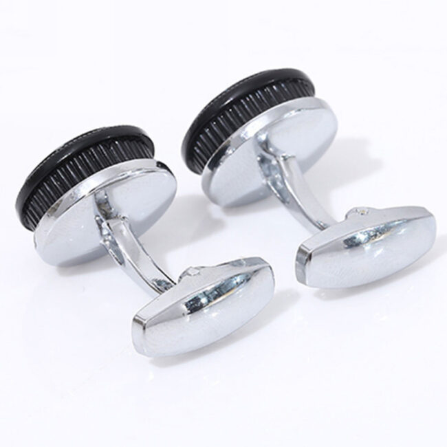 shlax & wing Circular Elegant Style Cuff Link for Men Cufflinks Blue Silver Shiny Fashion 98 Precio de fábrica