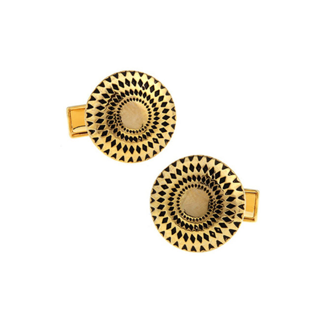 shlax & wing Wedding Gold Circular Elegant Style Cuff Link for Men Cufflinks 90 Promoción por tiempo limitado