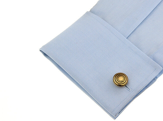 shlax & wing Wedding Gold Circular Elegant Style Cuff Link for Men Cufflinks 90 Promoción por tiempo limitado