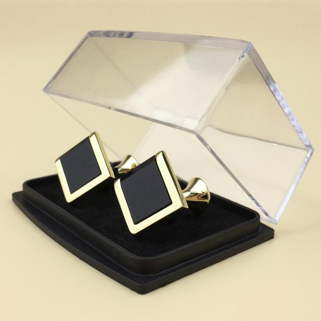 shlax & wing Enamel Cufflinks for Men Gold Black Men’s Cuff Links Elegant 66 Solo hoy
