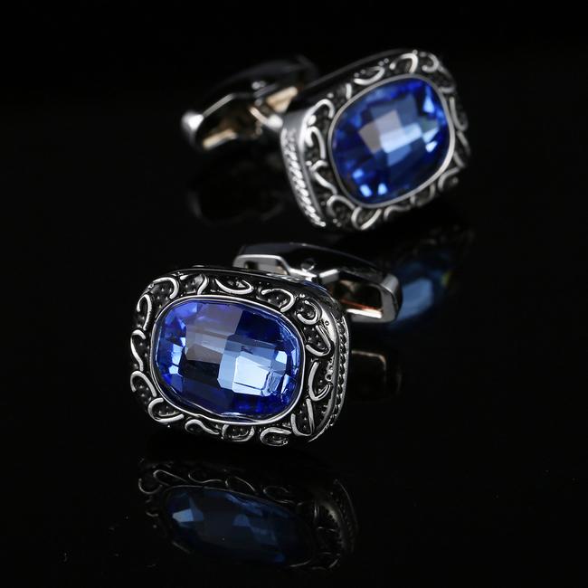 shlax & wing Blue Crystal Cufflinks for Men Business Gift Men’s Cuff Links 03 Promoción trimestral