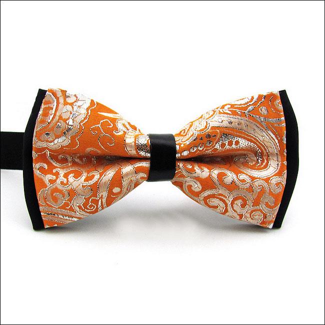 shlax & wing Black Orange Paisley Mens Pre-tied Ajustable SilkBlend Wedding Dress Fashion SilkBlend Bow Tie Grandes descuentos