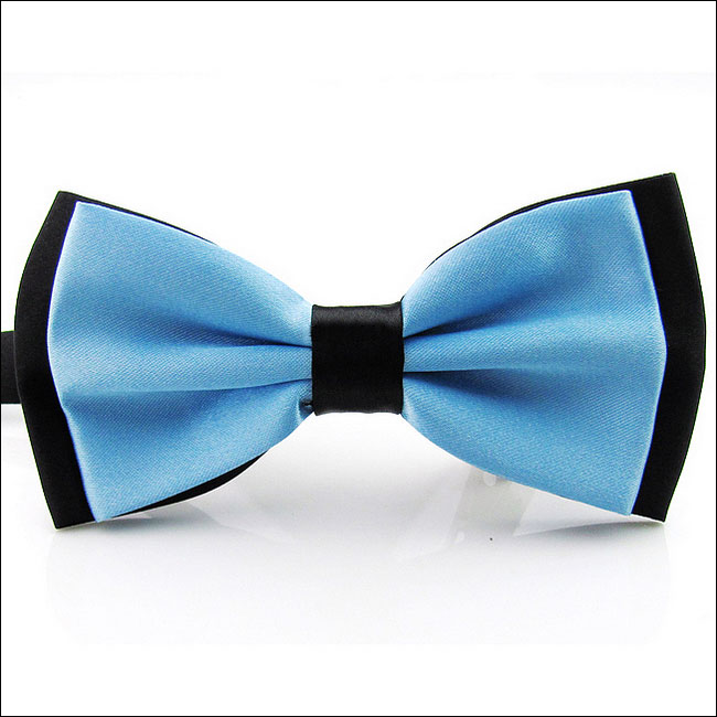 shlax & wing Black Light Blue Solid Mens Pre-tied Ajustable SilkBlend Wedding Dress SilkBlend Bow Tie Liquidación