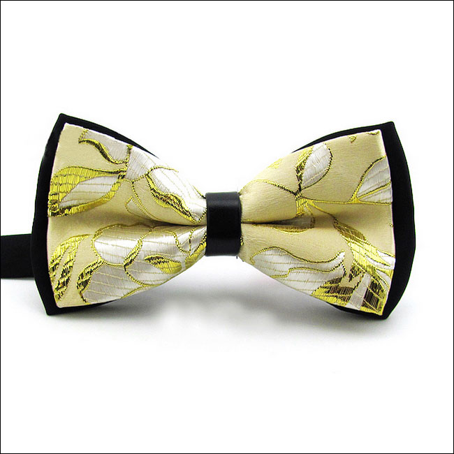 shlax & wing Black Light Yellow White Dots Mens Bow Tie Pre-tied Dress Wedding Blend Ajustable SilkBlend Wedding Envío internacional gratuito