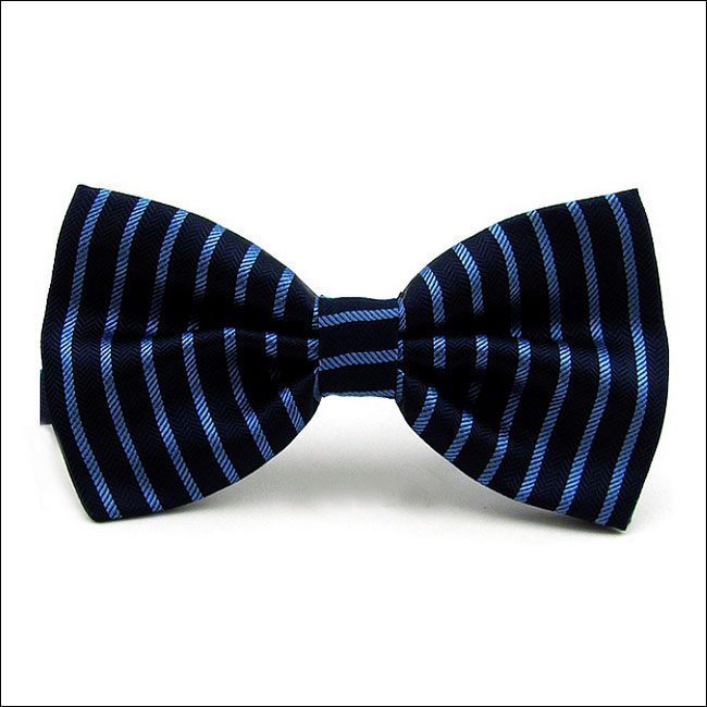 shlax & wing Blue Navy Stripes Mens Pre-tied Ajustable SilkBlend Wedding Dress SilkBlend Bow Tie Ahorra y exporta