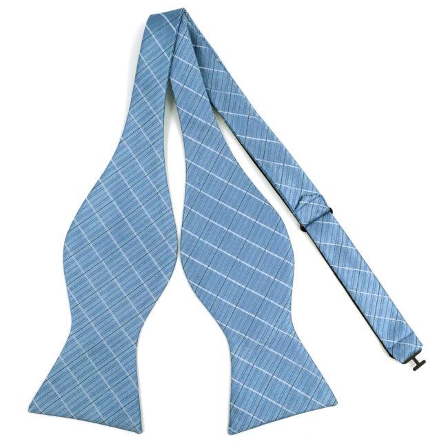 shlax & wing F3 Light Blue Checkes Men’s Bow Tie Hanky Set Business Silk Gift En oferta