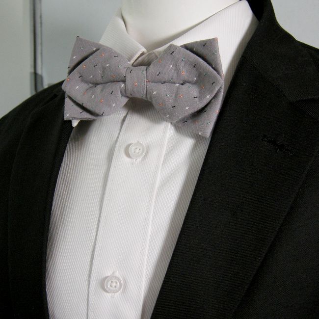 shlax & wing Gray Multicolor Small Dots Mens Bow Tie Pre-tied Dress Wedding Blend Ajustable SilkBlend Wedding Oferta exclusiva