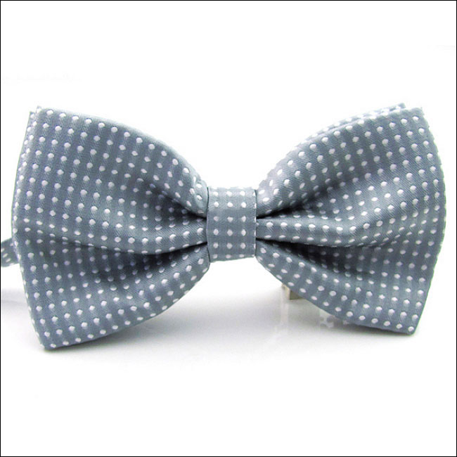 shlax & wing Gray White Dots Mens Pre-tied Ajustable SilkBlend Wedding Dress SilkBlend Bow Tie Última moda