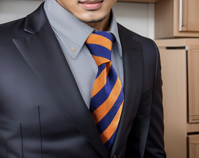 shlax & wing E27 Navy Orange Striped Silk Mens Necktie Wedding Dress Ties for male Brand New Classic Bow Tie Pocket Square Set Extra long size Descuento por venta flash