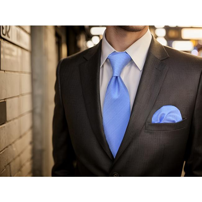 shlax & wing D34 Light Blue Solid Silk Men Neckties Wedding Brand New Extra long size 63″ Classic Fashion Bow Tie Hanky