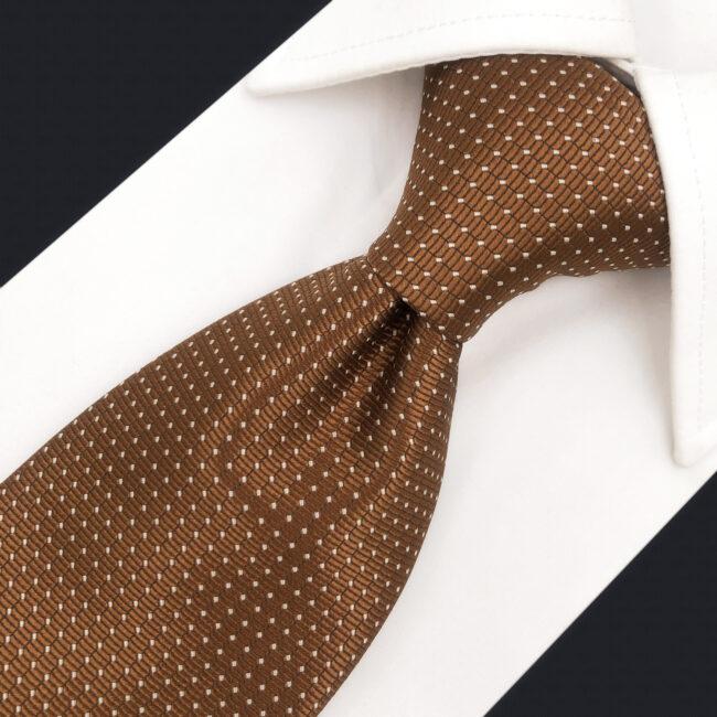 shlax & wing H21 Brown Dots Neckties for Men Silk Classic Business Extra Long Size 63″ Ties Set Gift Pocket Square Outlet