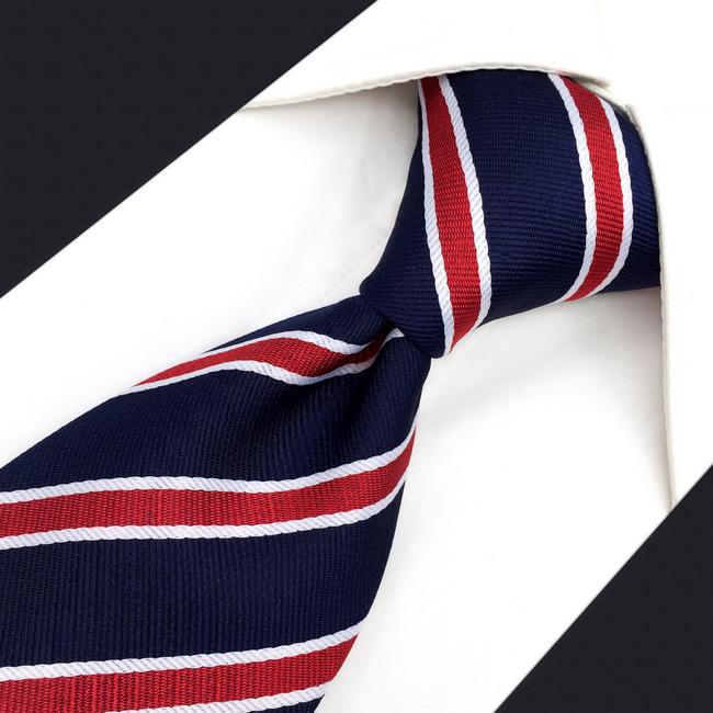 shlax & wing G04 Blue Red Striped Mens Neckties Set Silk Classic Ties for Men Wedding Extra long size Accessory Hanky Party Outlet online