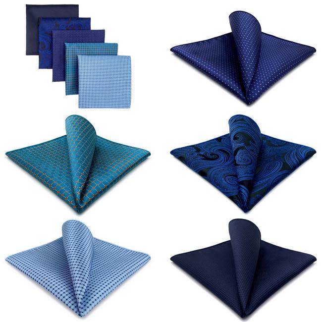 shlax & wing 5 Pieces Assorted Blue Fashion Mens Pocket Square Classic Handkerchiefs Set 24 Ofertas