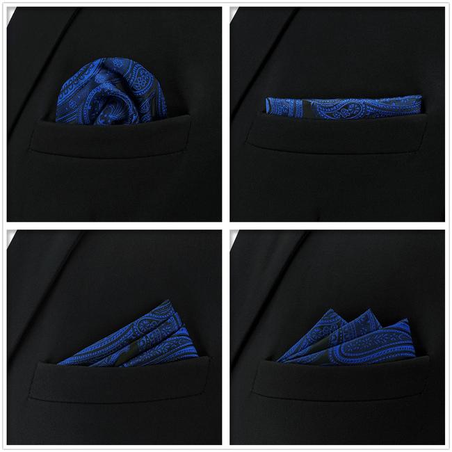 shlax & wing 5 Pieces Assorted Blue Fashion Mens Pocket Square Classic Handkerchiefs Set 24 Ofertas
