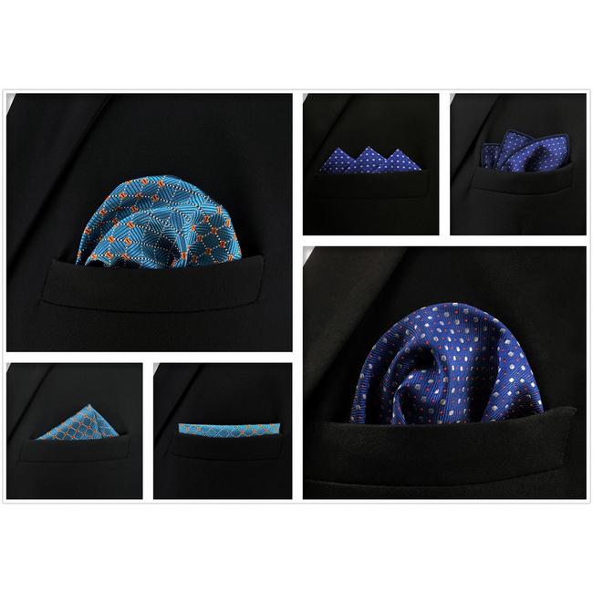 shlax & wing 5 Pieces Assorted Blue Fashion Mens Pocket Square Classic Handkerchiefs Set 24 Ofertas