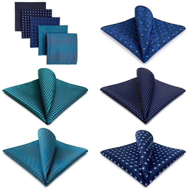 shlax & wing 5 Pieces Assorted Blue Mens Pocket Square Fashion Classic Handkerchiefs Set 1-20 Gran oferta