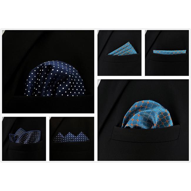 shlax & wing 5 Pieces Assorted Blue Mens Pocket Square Fashion Classic Handkerchiefs Set 1-20 Gran oferta