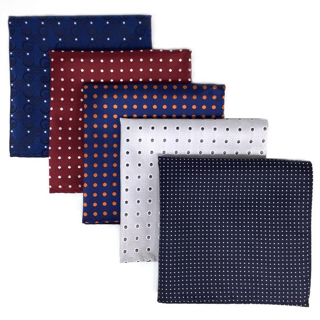 shlax & wing 5 Pieces Assorted Dots Mens Pocket Square Fashion Classic Handkerchiefs Set 1-6 Descuento