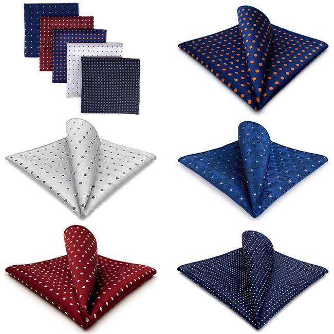 shlax & wing 5 Pieces Assorted Dots Mens Pocket Square Fashion Classic Handkerchiefs Set 1-6 Descuento