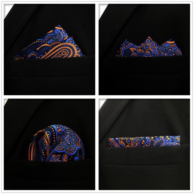 shlax & wing 5 Pieces Assorted Fashion Blue Mens Pocket Square Classic Handkerchiefs Set 1-19 Tienda
