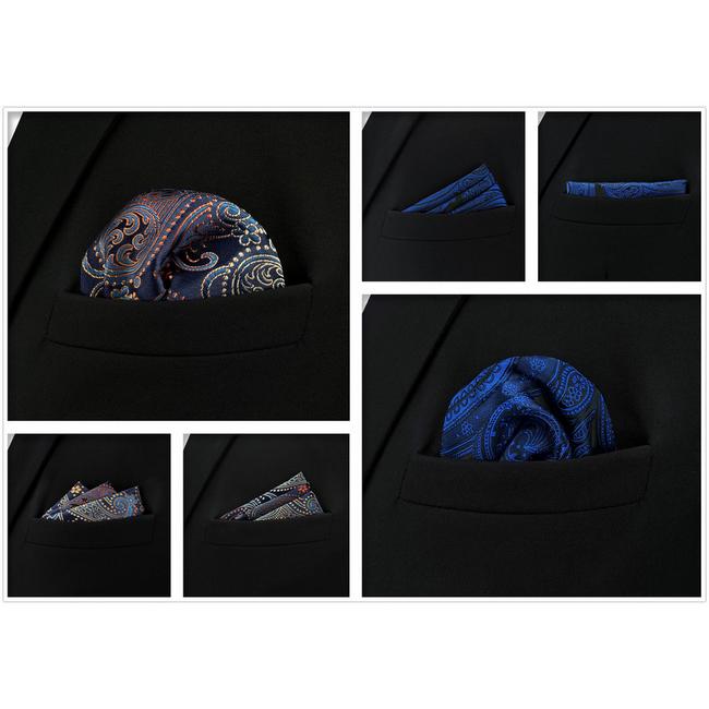 shlax & wing 5 Pieces Assorted Fashion Blue Mens Pocket Square Classic Handkerchiefs Set 1-19 Tienda