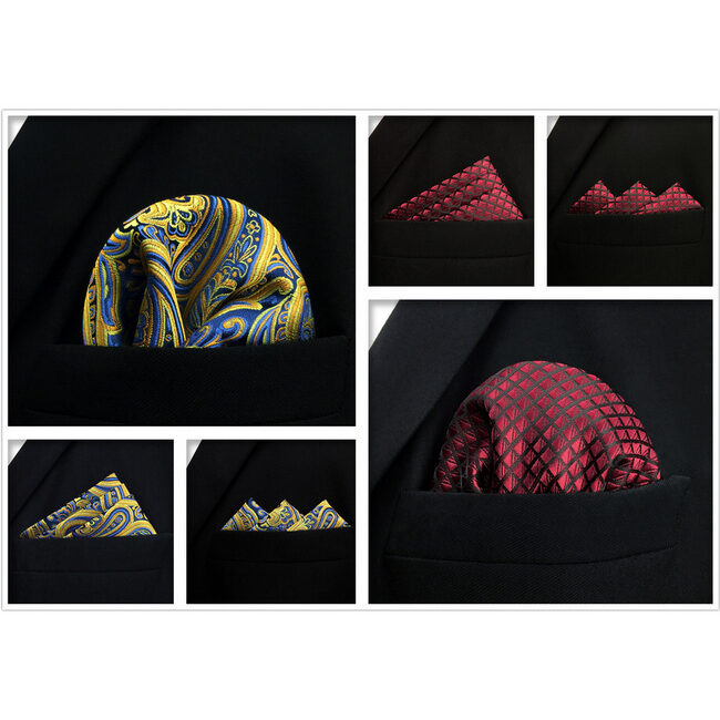 shlax & wing 5 Pieces Assorted Fashion Mens Pocket Square Classic Handkerchiefs Set 23 Tienda
