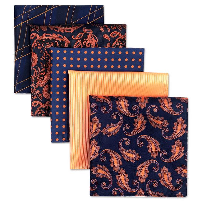 shlax & wing 5 Pieces Assorted Fashion Mens Pocket Square Classic Handkerchiefs Set 1-34 Liquidación