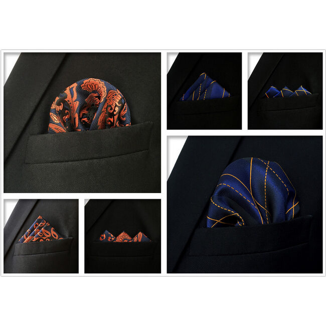 shlax & wing 5 Pieces Assorted Fashion Mens Pocket Square Classic Handkerchiefs Set 1-34 Liquidación