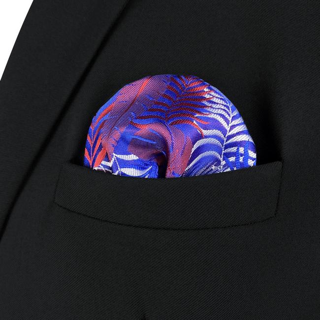 shlax & wing AH91 Blue Red Abstract Silk Mens Pocket Square Wedding Fashion Handkerchief Brand New Dress Hanky Mejor oferta